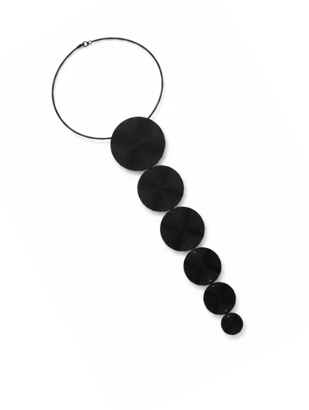 Modern Disc Statement Necklace ▪︎ 6 Tier ▪︎ Onyx ▪︎ Long Drop 14.5" - Picture 3 of 16